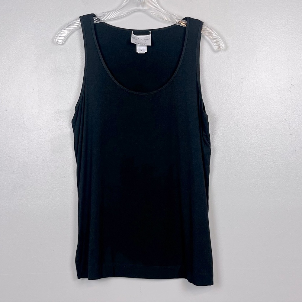 Marla Wynne for Chico’s black rayon spandex blend tank top, size medium.
